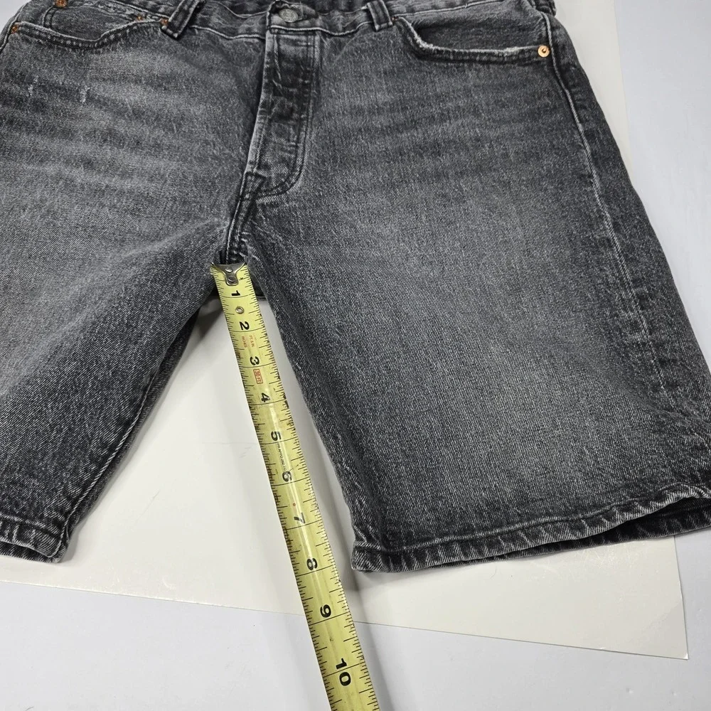 Levi's 501 Washed Black Denim Shorts Button Up 5 Pocket Size 36 Men Vintage